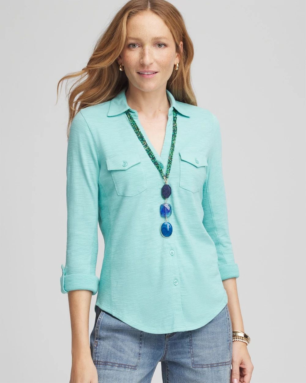 Collared Henley Denim Top | Chico's
